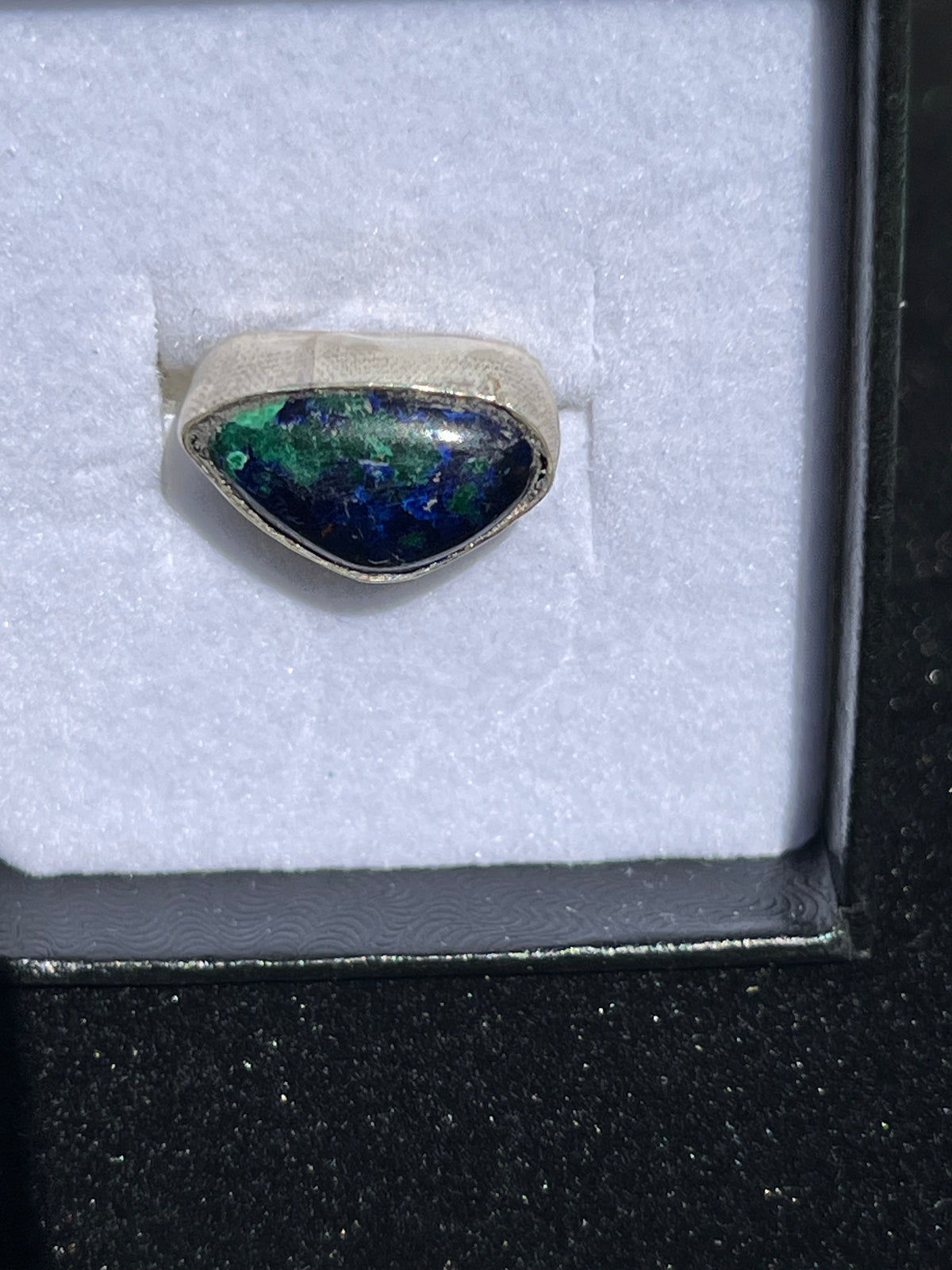 Handmade Sterling Silver Azurite Ring – One of a Kind