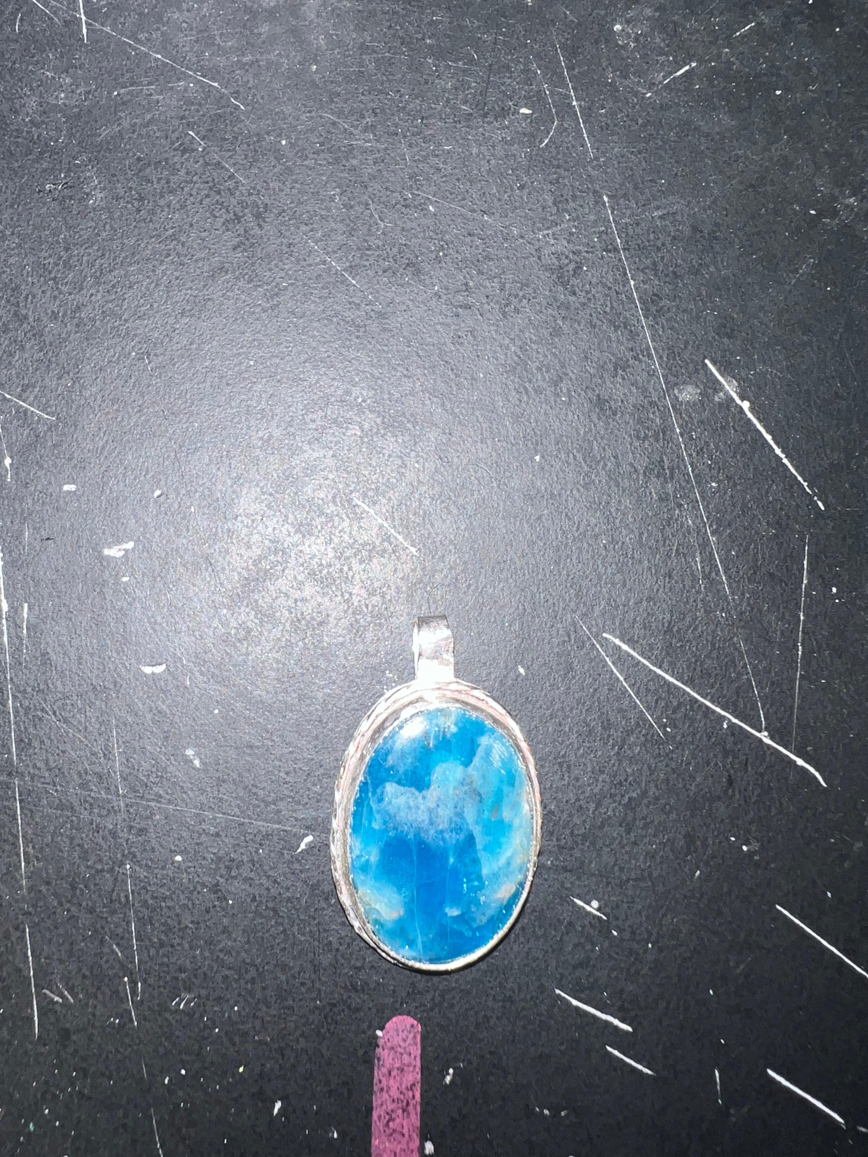 Ocean Blue Gemstone Necklace – Handcrafted Sterling Silver Pendant