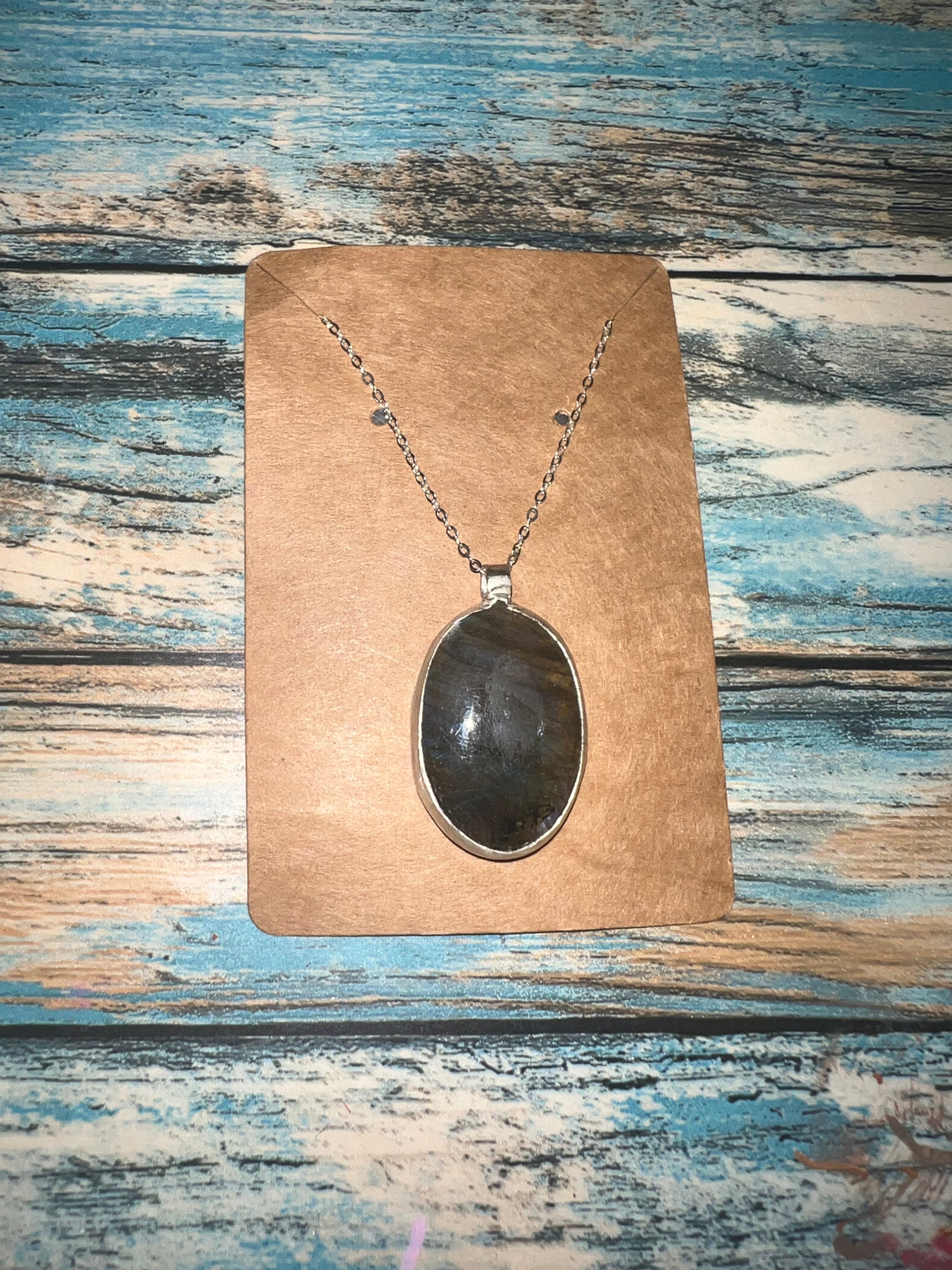 Labradorite Glow Pendant Necklace – Sterling Silver Oval Gemstone