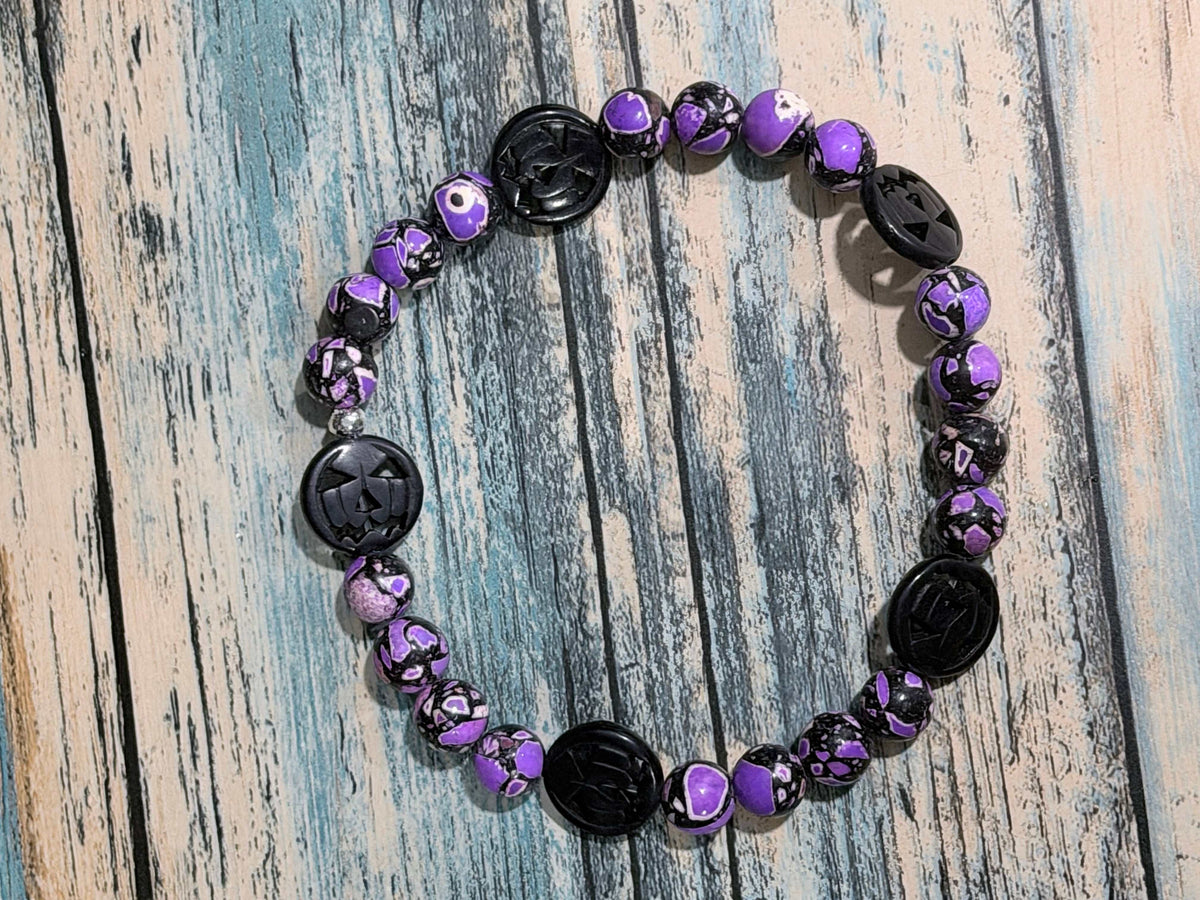 Halloween Pumpkin Dyed Howlite Bracelet |
