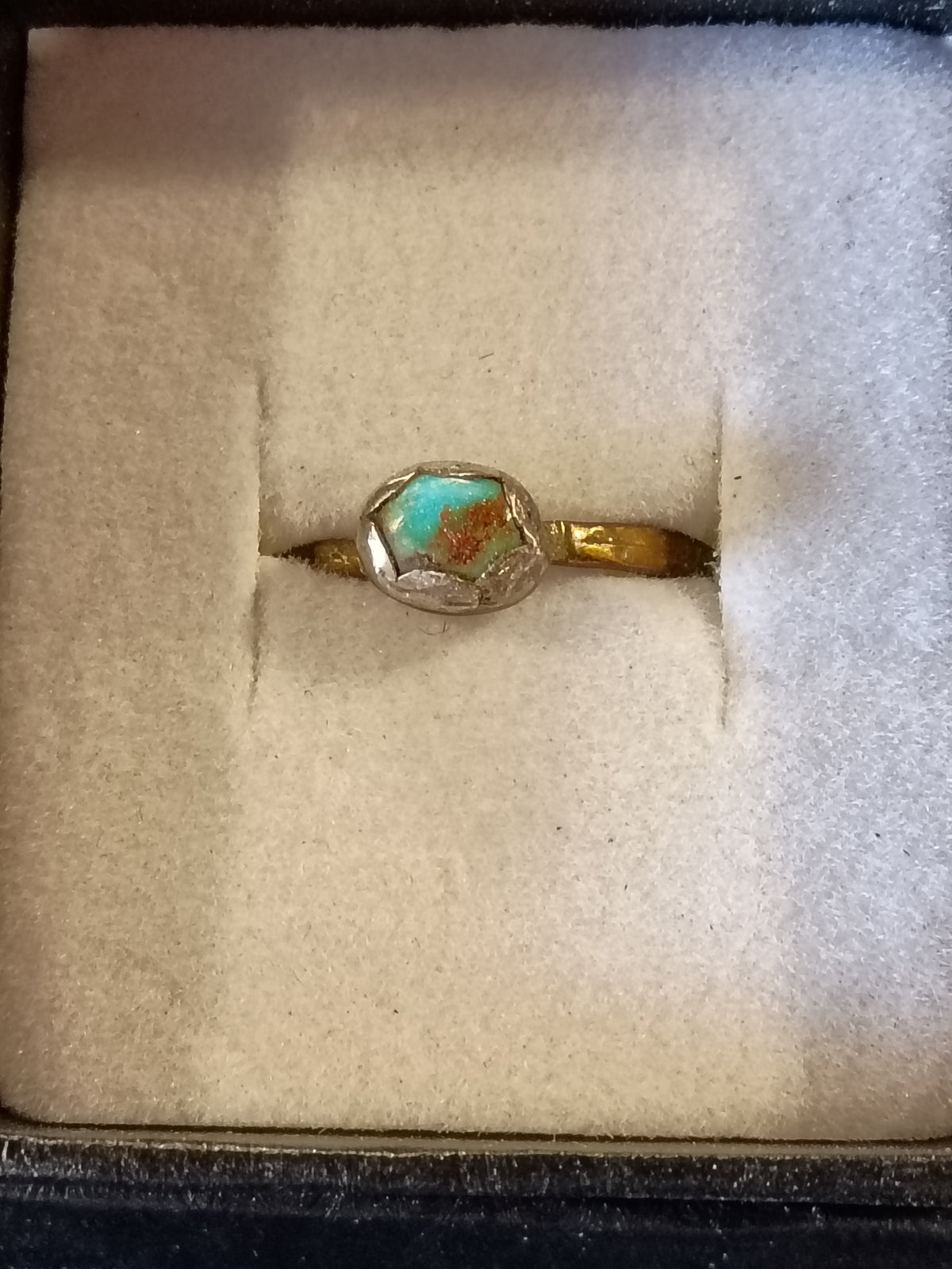 Handcrafted Turquoise Hexagon Ring | Sterling Silver Gemstone Ring