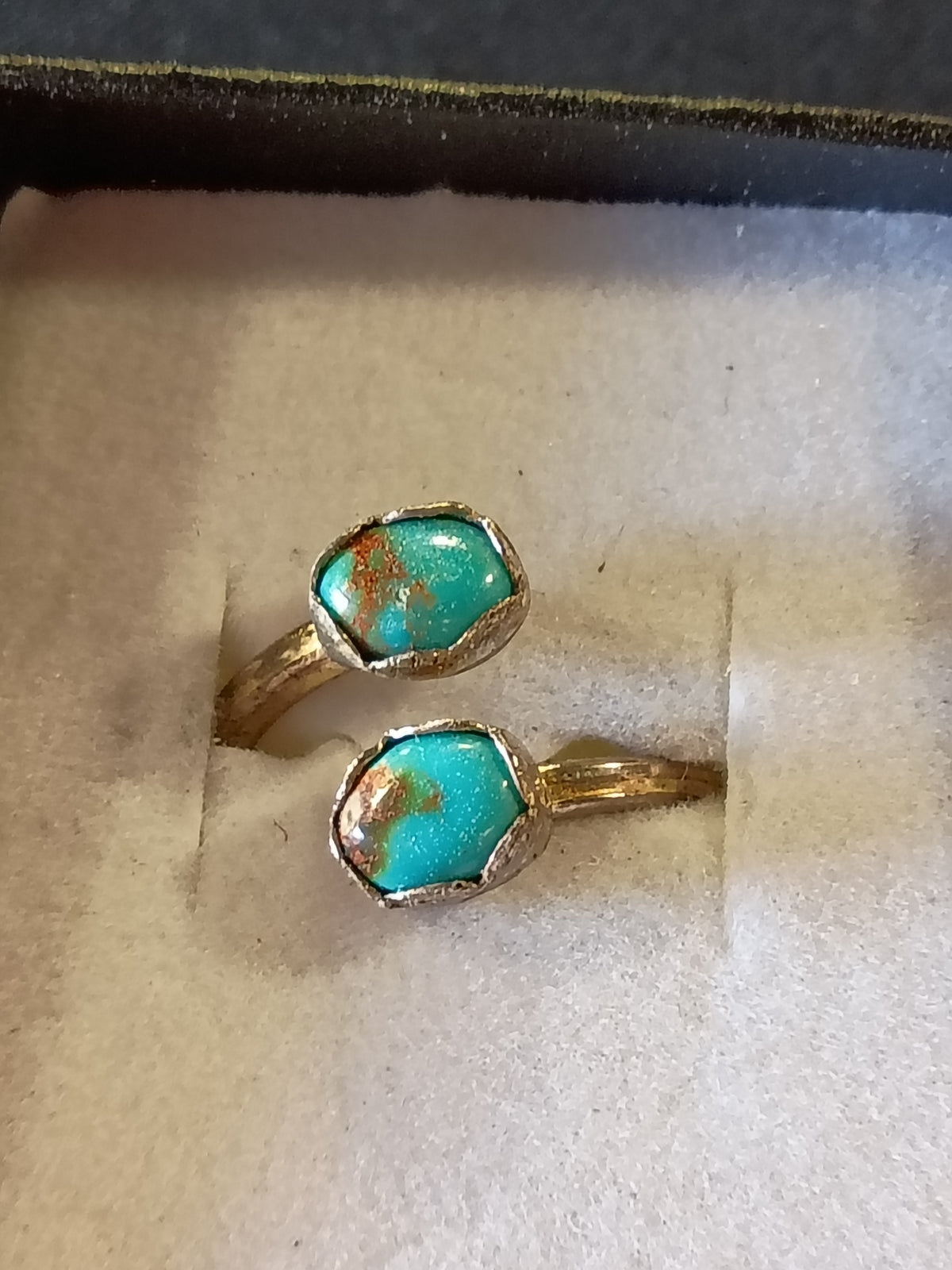Handcrafted Turquoise Split Band Ring | Adjustable Sterling Silver Southwestern Ring