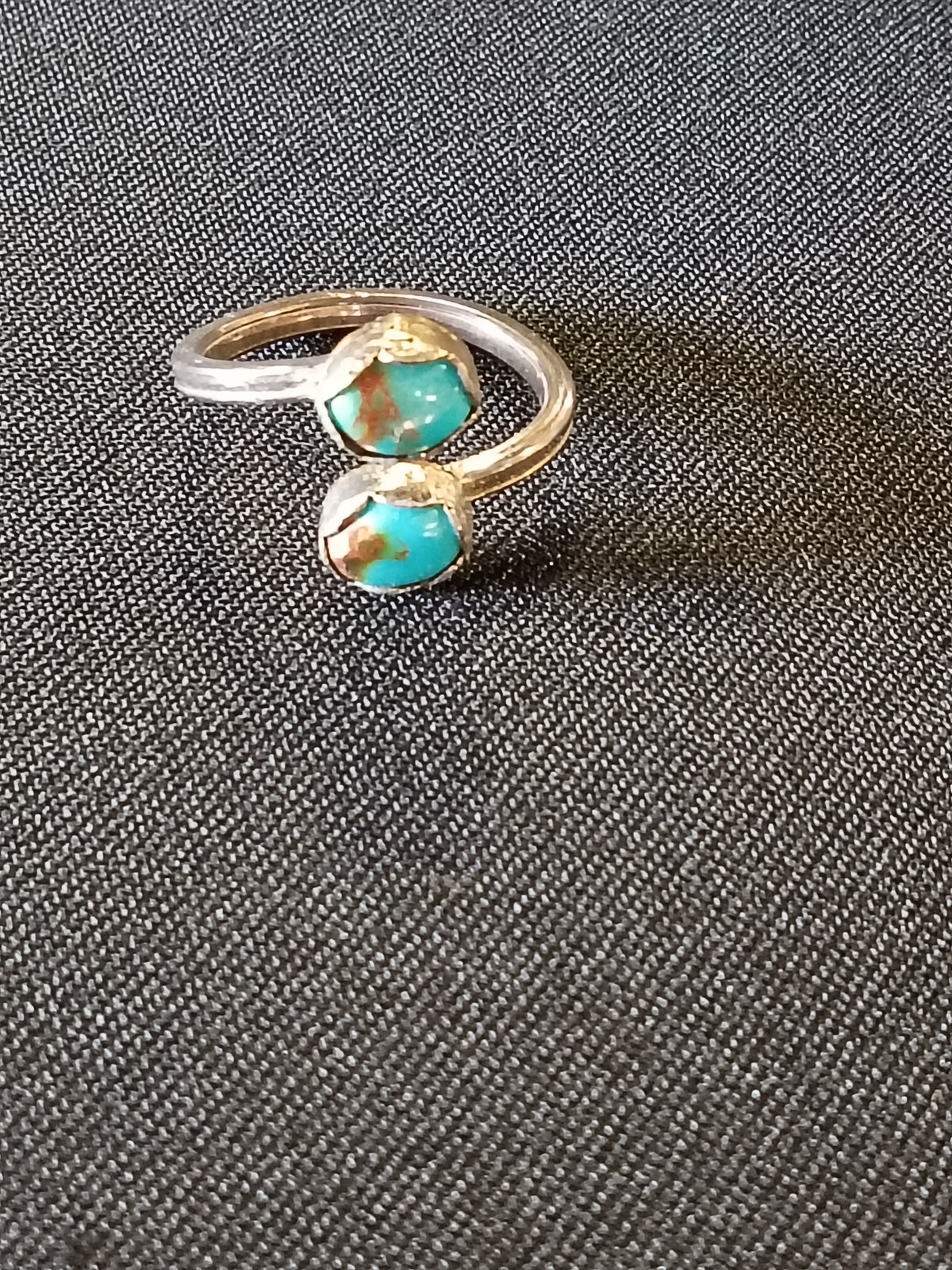 Handcrafted Turquoise Split Band Ring | Adjustable Sterling Silver Southwestern Ring