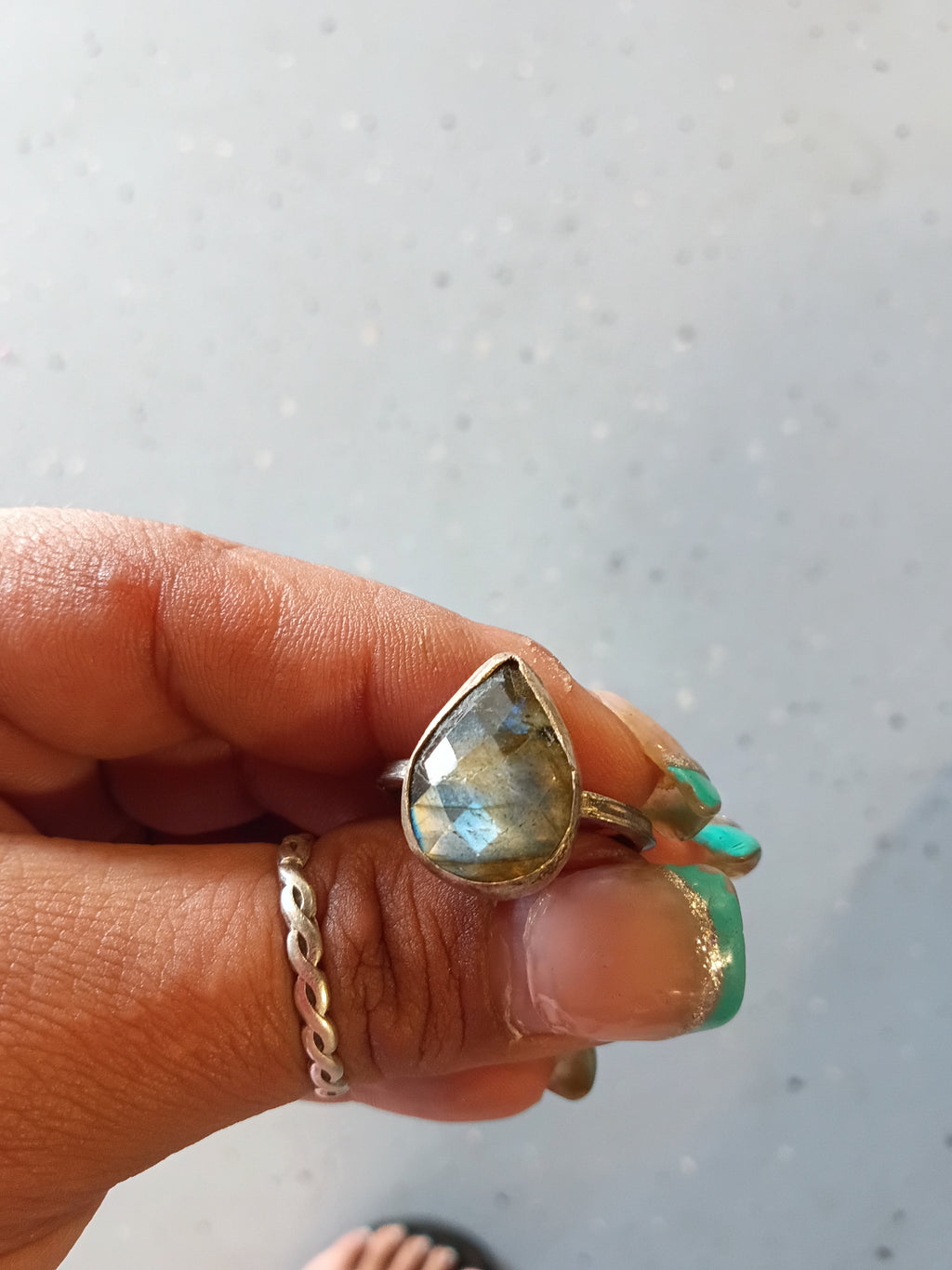 Teardrop Labradorite Sterling Silver Ring – Flash and Fire Statement Gemstone
