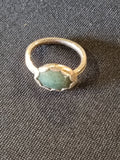Handcrafted Prehnite Sterling Silver Ring | Scalloped Bezel Gemstone Ring
