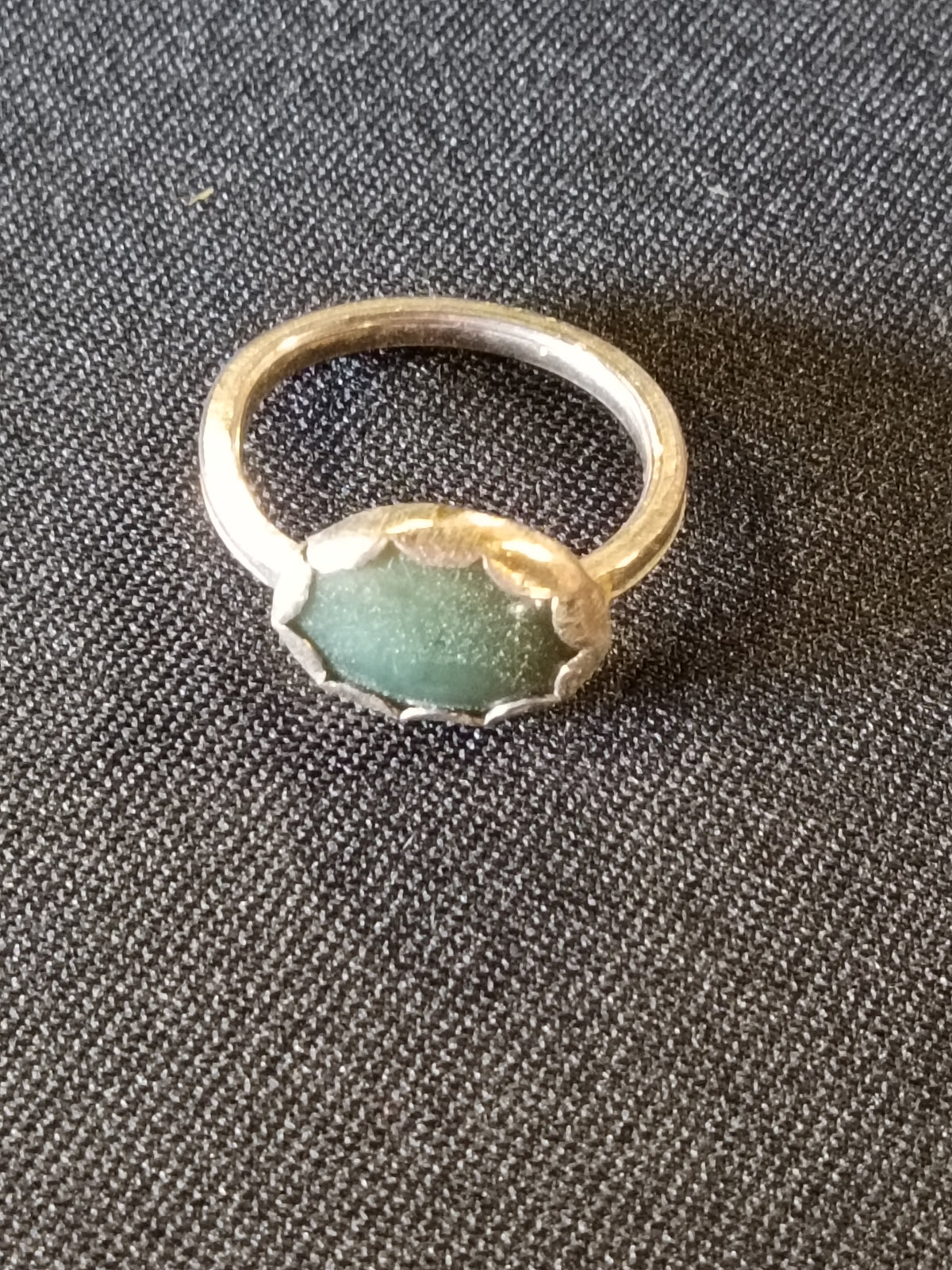 Handcrafted Prehnite Sterling Silver Ring | Scalloped Bezel Gemstone Ring